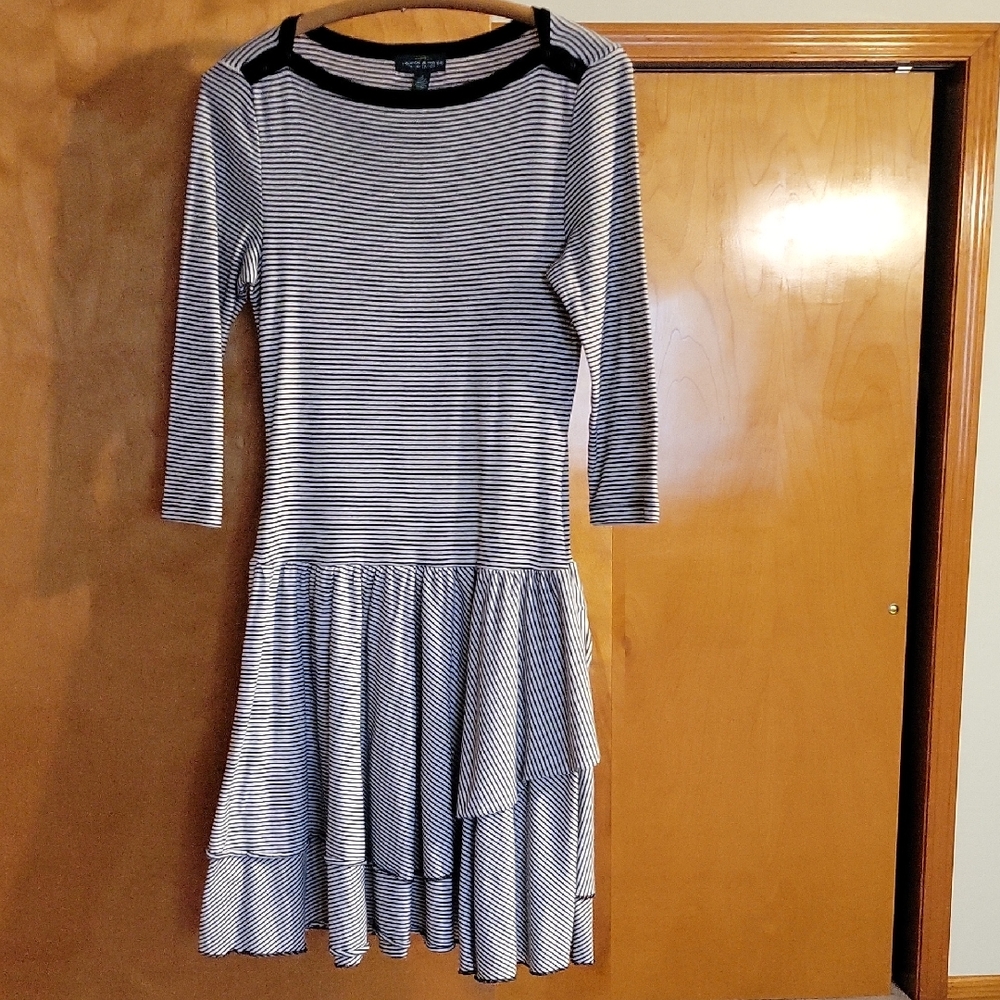 Ralph Lauren Black and White Striped Long Sleeve Dress